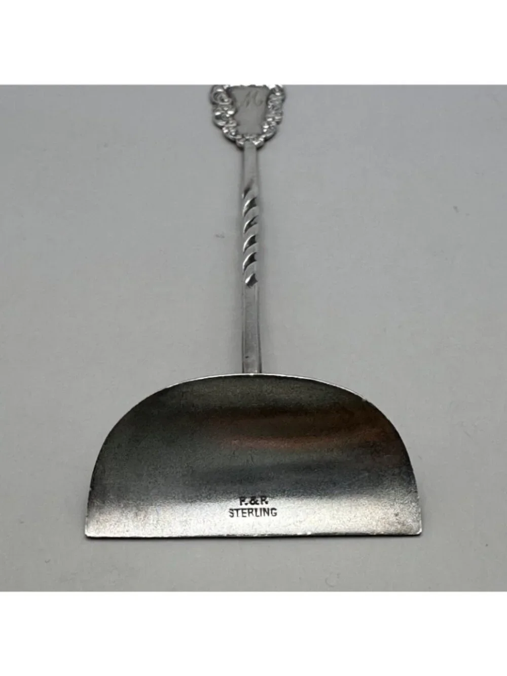 Antique P&P Sterling Silver Food Pusher Ornate Handle Monogrammed 